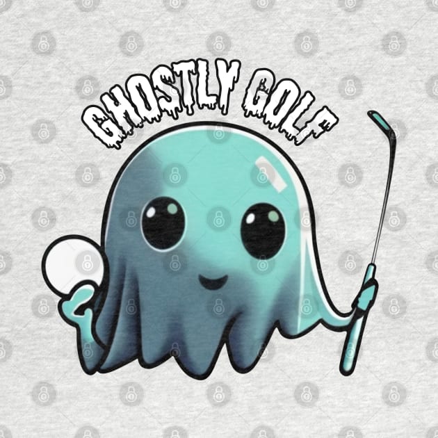 Cute ghost playing golf: The Hauntingly Skilled Ghost Golfer, Halloween by Project Charlie